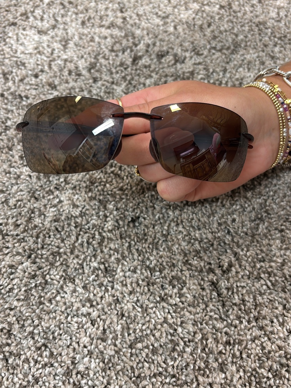 Maui Jim Brown Rimless Sunglasses